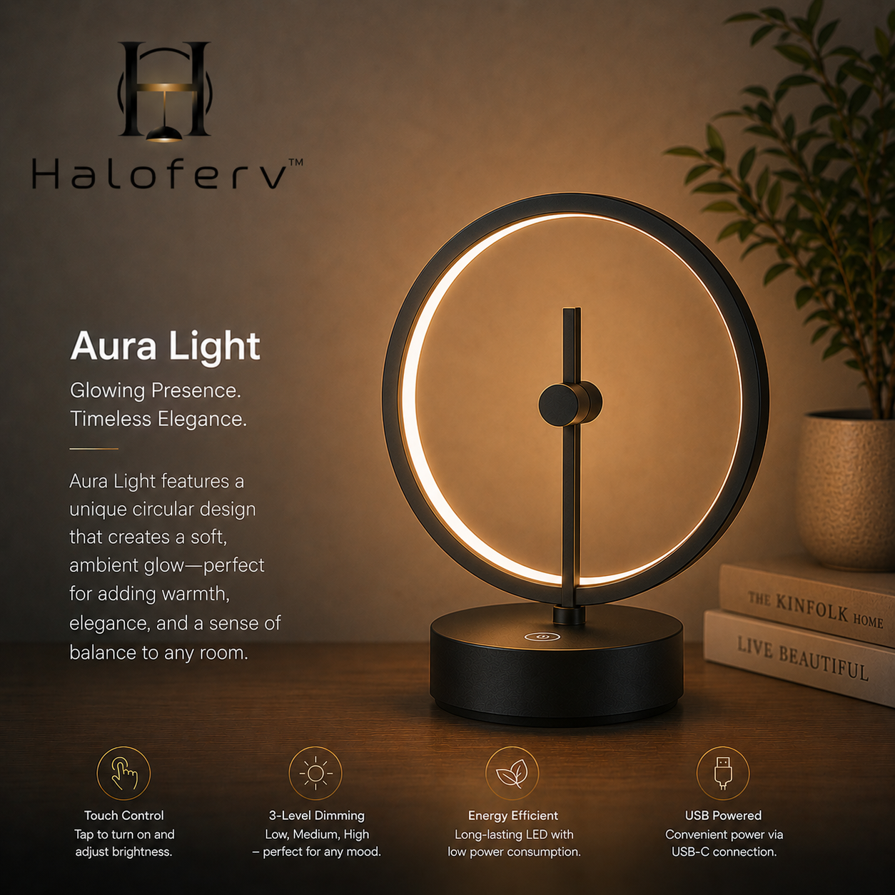 Haloferv™ Orbitra Halo Ring Lamp